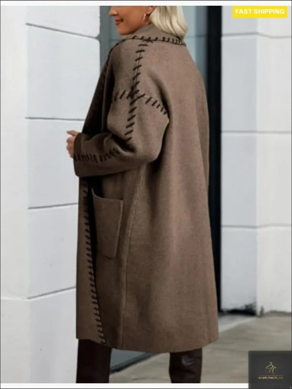 Oversized Chunky Knit Cardigan Sweater Coat with Pockets Long Open Front_2